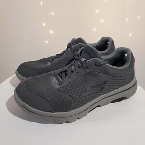 Skechers GO Walk Qualify Goga Mat Mesh Charcoal Black Sneakers Mens Size 8 Shoes